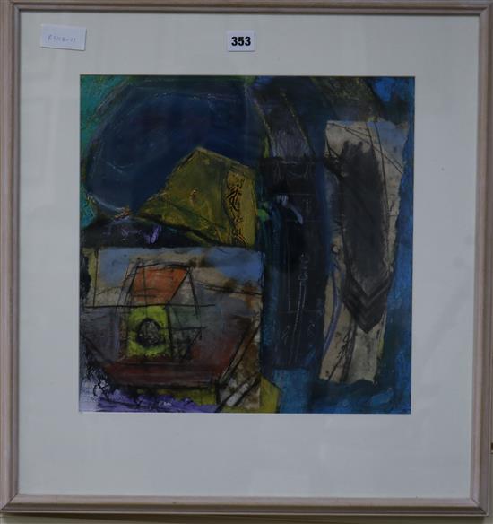 Clive Garland, mixed media on paper, House of Unknown Personage, label verso, 38 x 38cm